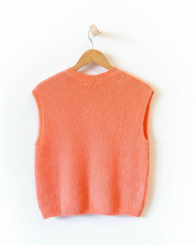 Alpaca Button Tank Top Papaya back
