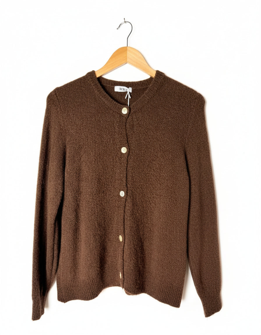 Alpaca Sleeveless Cardigan-Brown-One Size