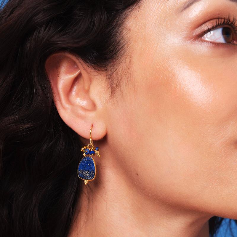 Ashiana Willow Earrings Lapis Lazuli on model