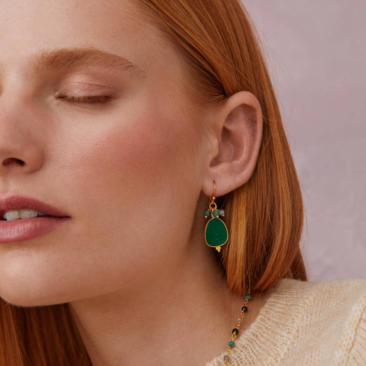 Ashiana Willow Malachite Earrings on model