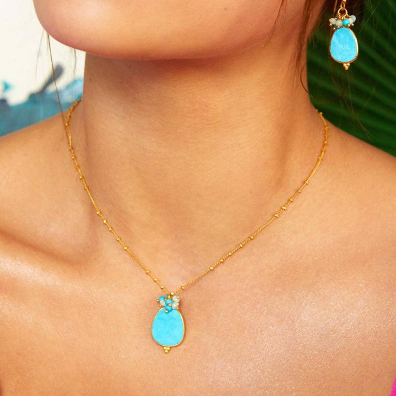 Ashiana boho turquoise necklace in gold