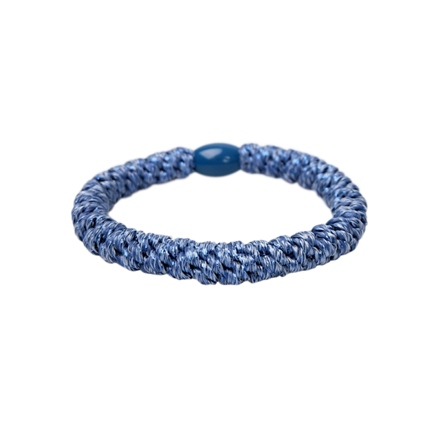 Blue braided bracelet on a white background