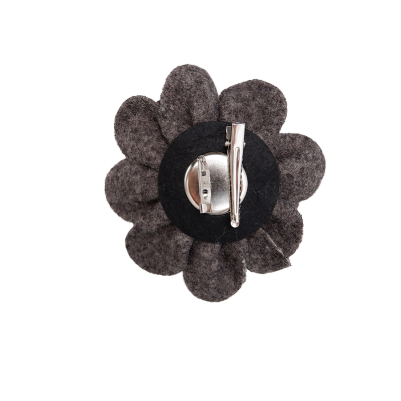 Felt Big Flower Brooch Grey back