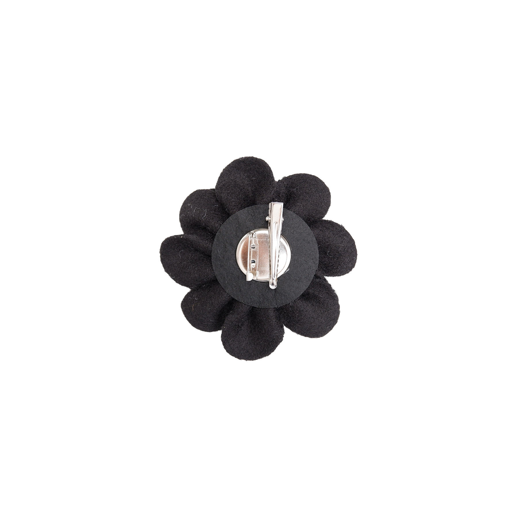 Felt Big Flower Brooch Black back