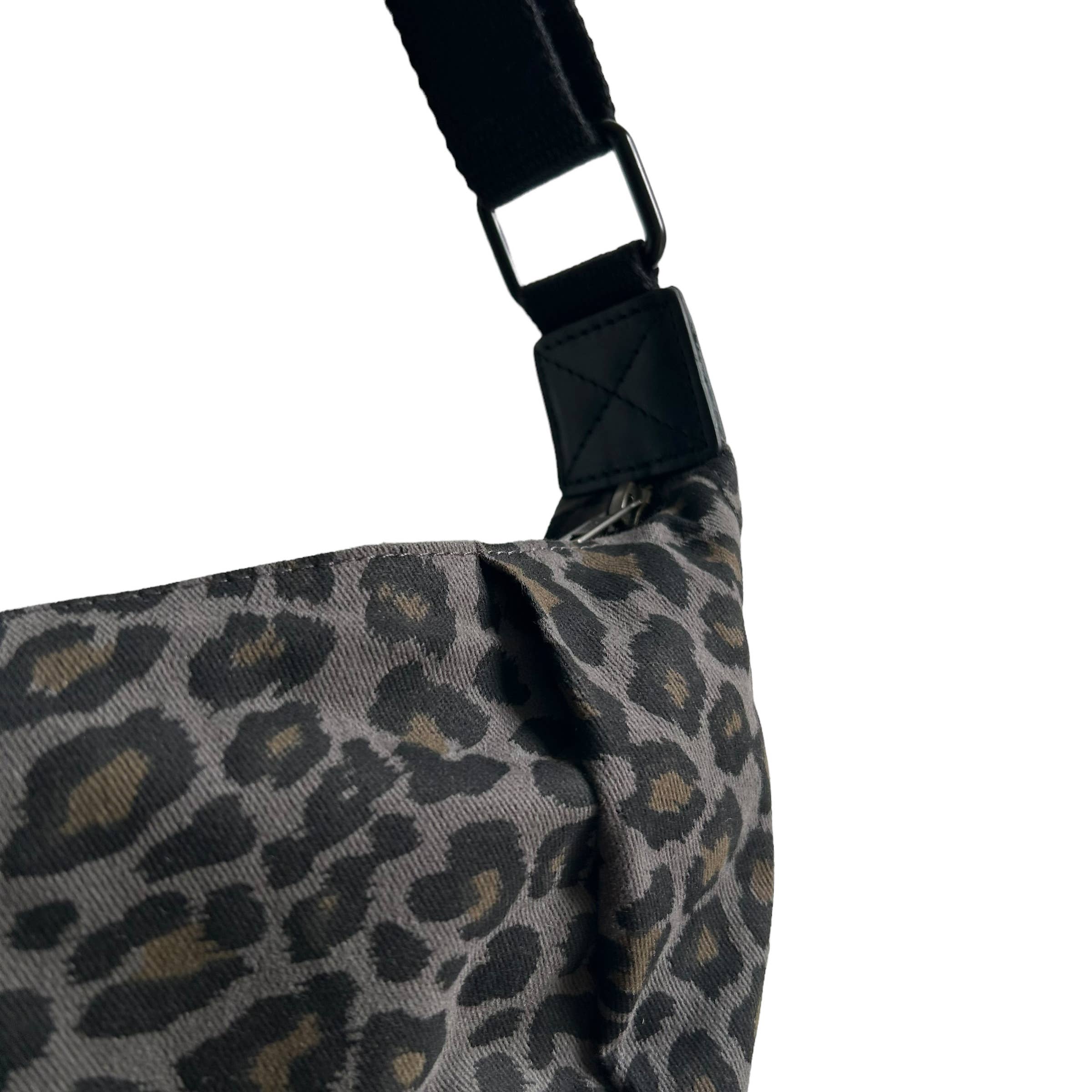 Brixton Grey Leopard Crossbody Bag close up