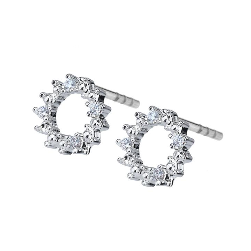 white leaf crystal hoop studs