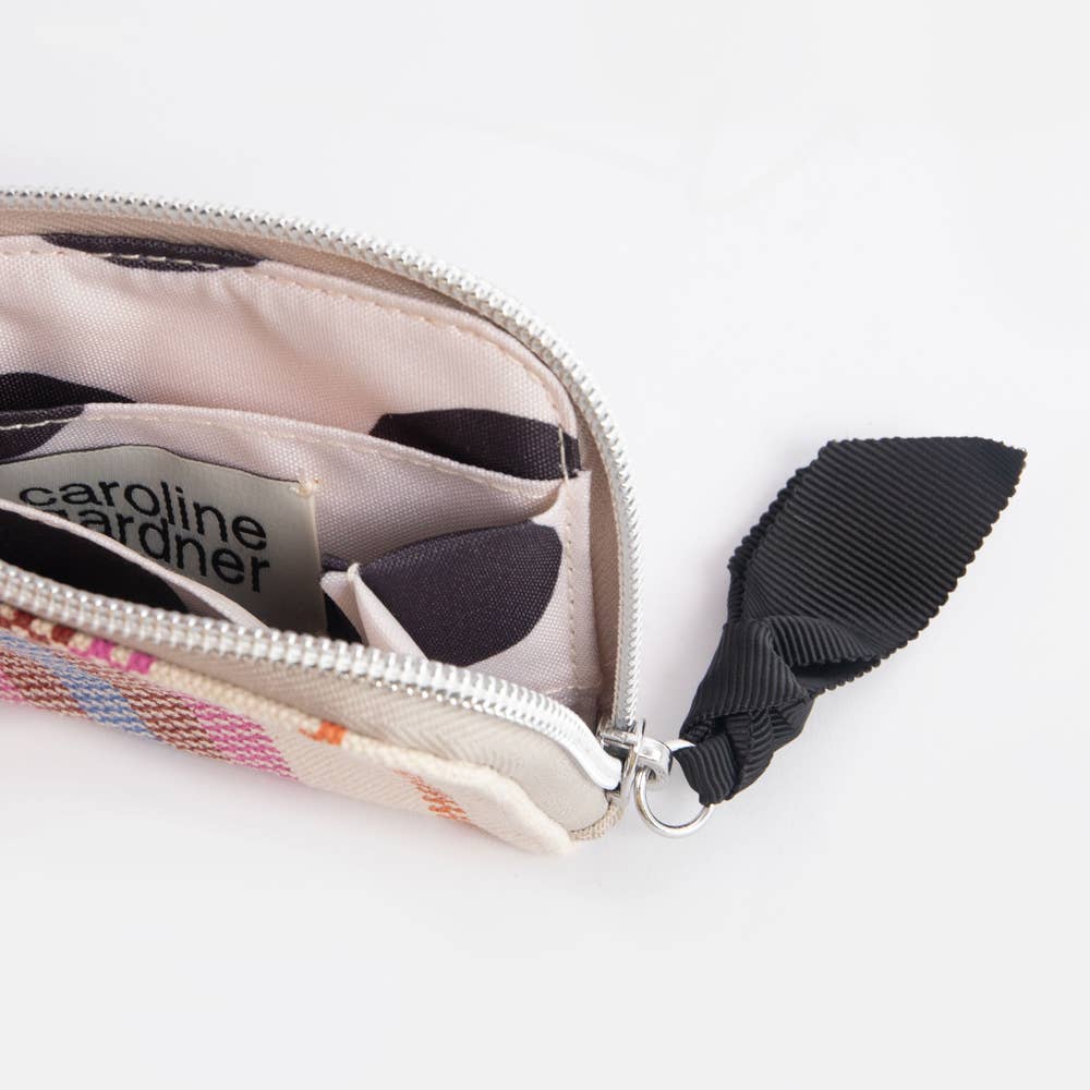 Caroline Gardner Checkerboard Stripe Printed Canvas Corner Purse inside