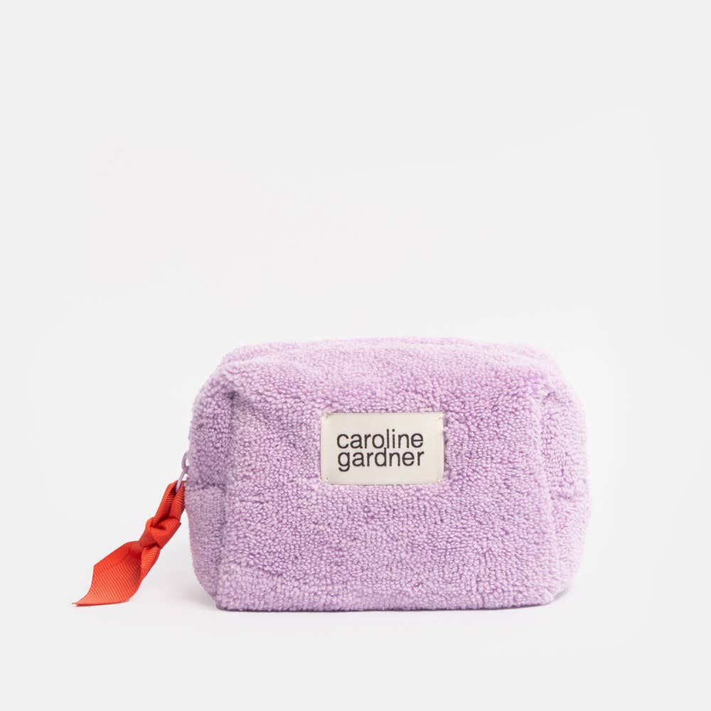 Caroline Gardner Lilac Towelling Mini Cube Cosmetic Bag
