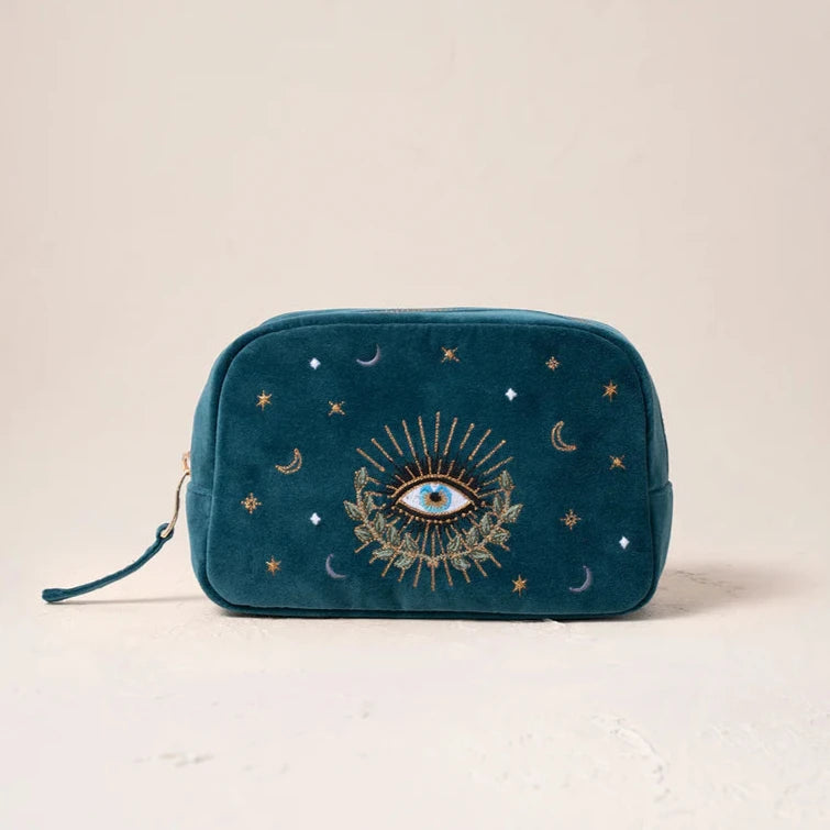 Elizabeth Scarlett Celestial Eye Rich Blue Velvet Makeup Bag