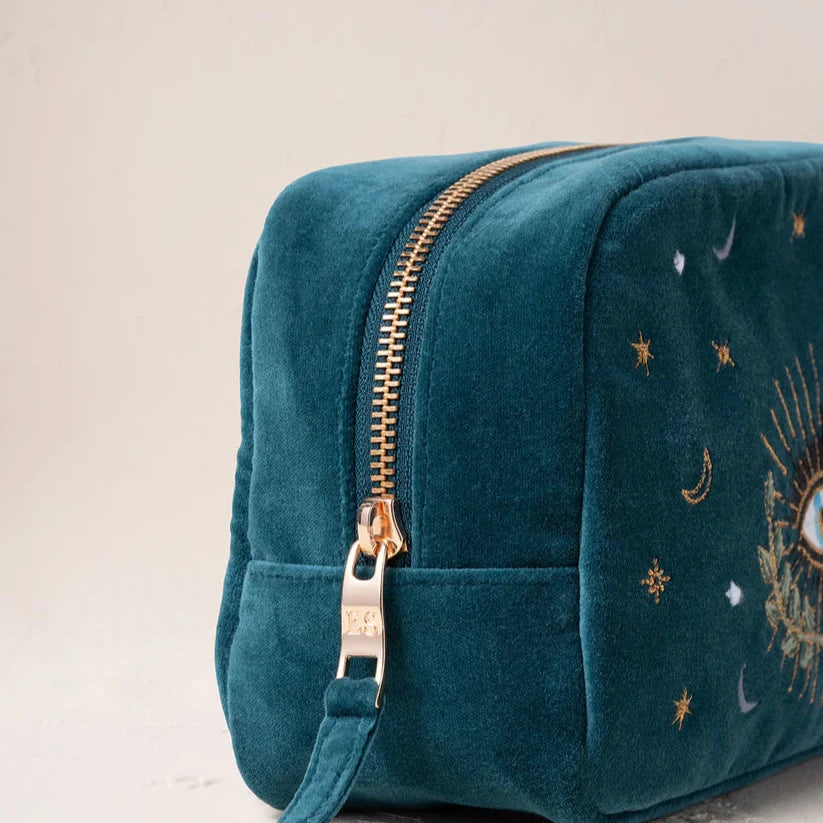 Elizabeth Scarlett Celestial Eye Rich Blue Velvet Makeup Bag