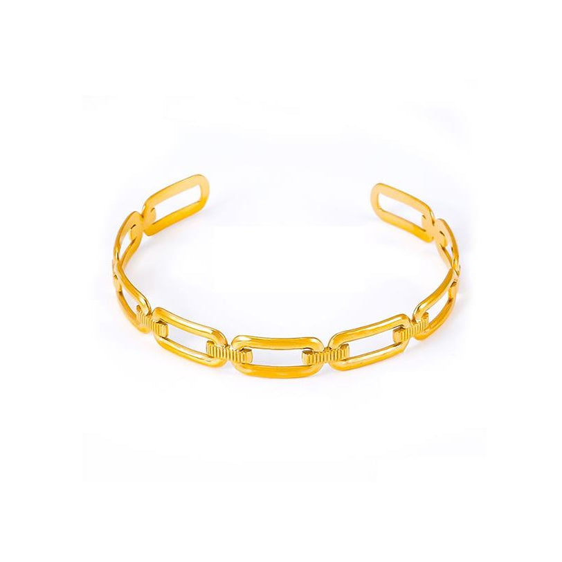 Gold chain bracelet on a white background