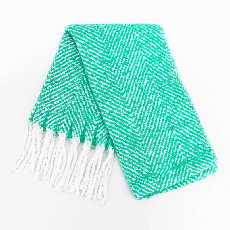 Cooper Heavyweight Scarf - Green, Herringbone