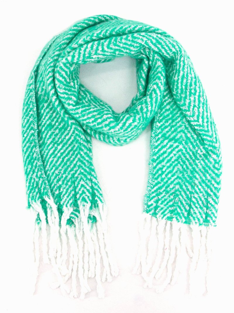 Cooper Heavyweight Scarf - Green, Herringbone