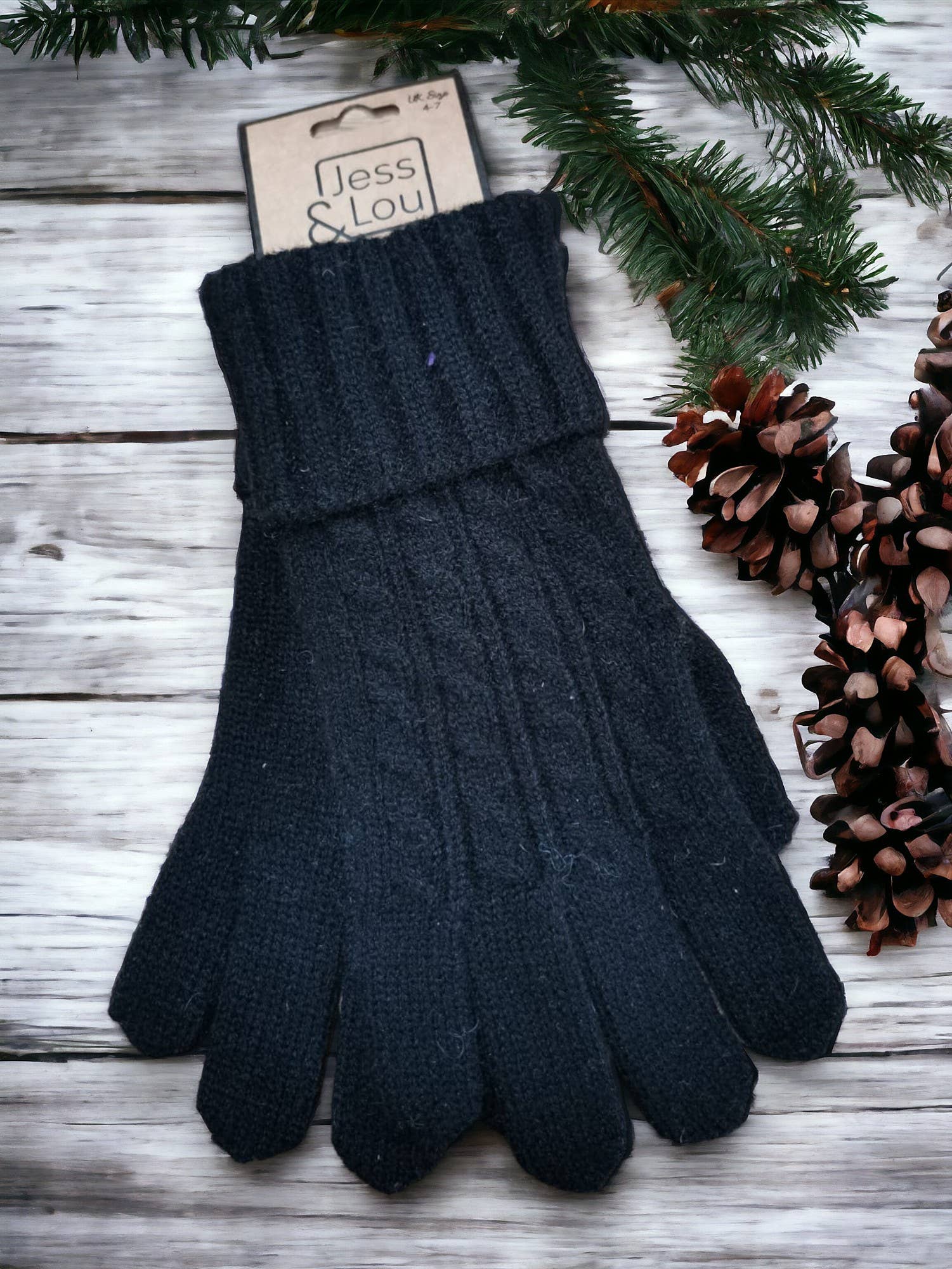 Cosy Cable Knit Gloves Black