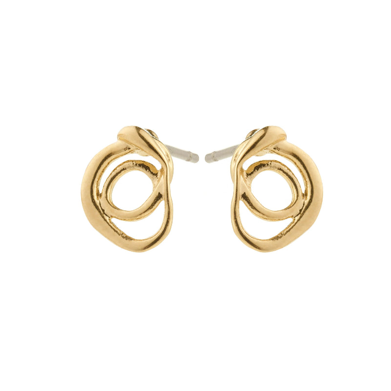 Pilgrim Diego Earrings Gold-plated spiral earrings on a white background