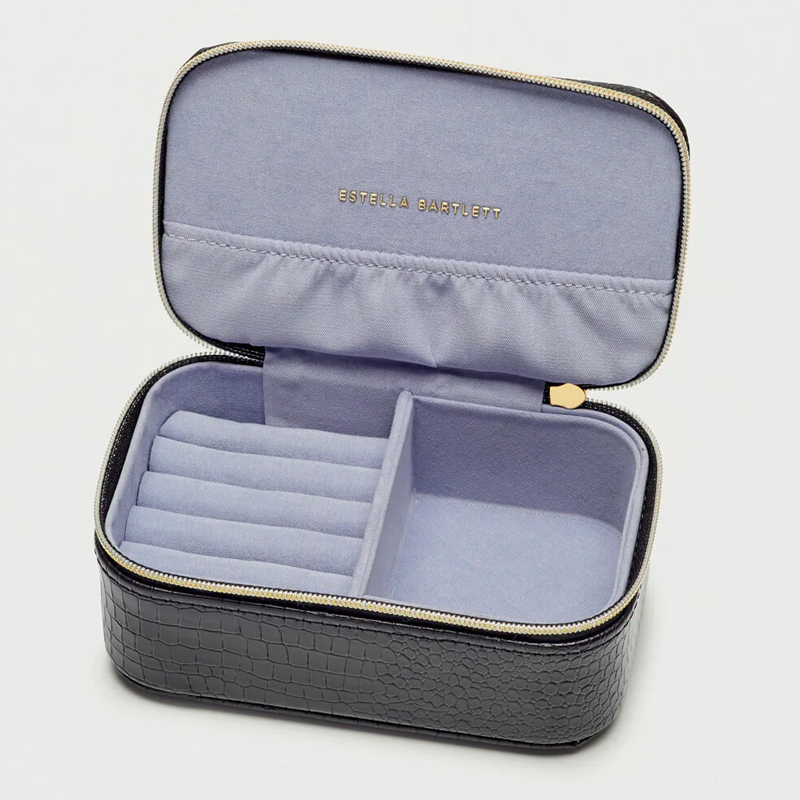 ESTALLA BARTLETT MINI JEWELLERY BOX IN BLACK CROC