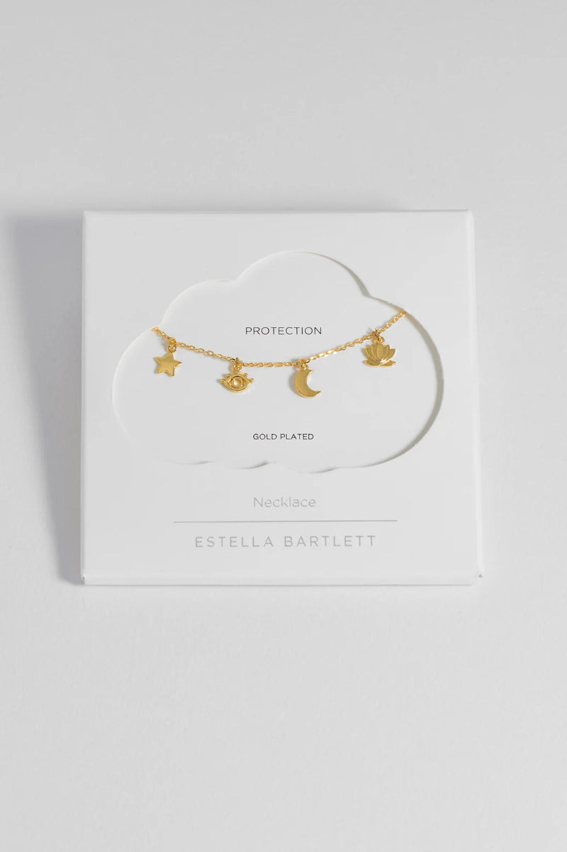 Gold-plated necklace on a branded card with Estella Bartlett