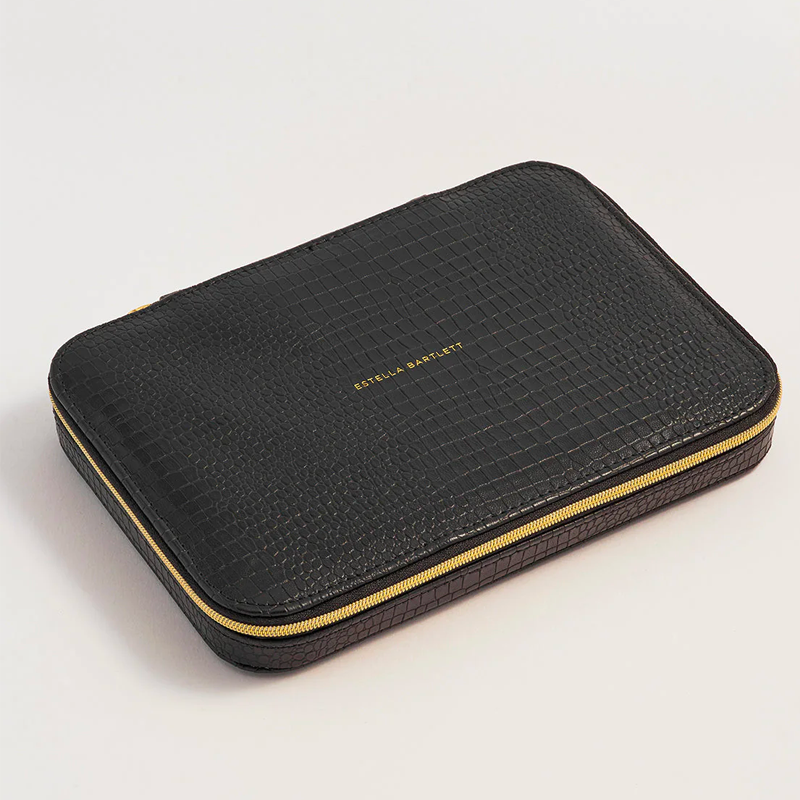 slim jewellery case in black suitable for travel
