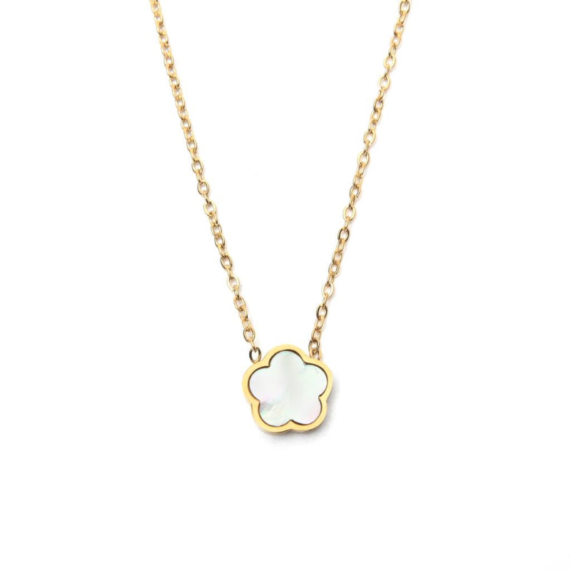 MOP FLower Necklace Gold