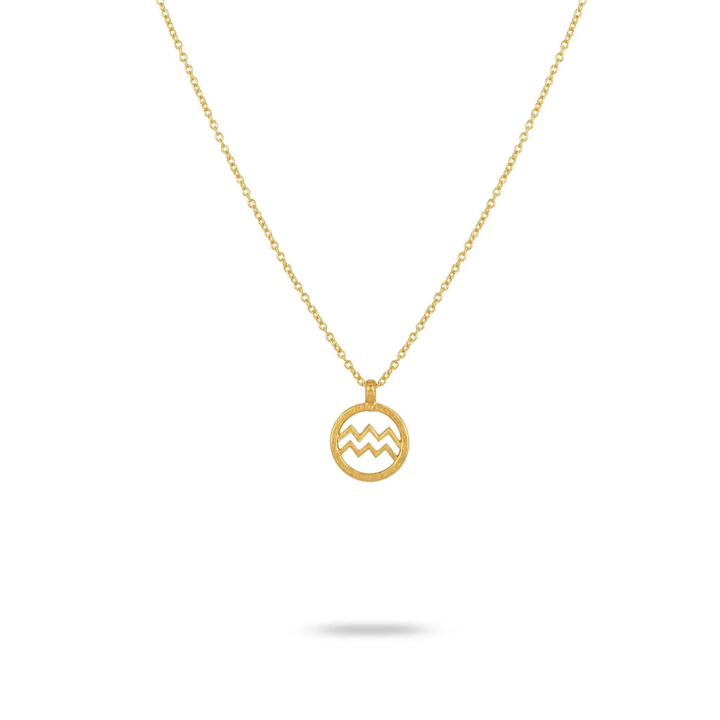 Aquarius zodiac sign necklace in gold
