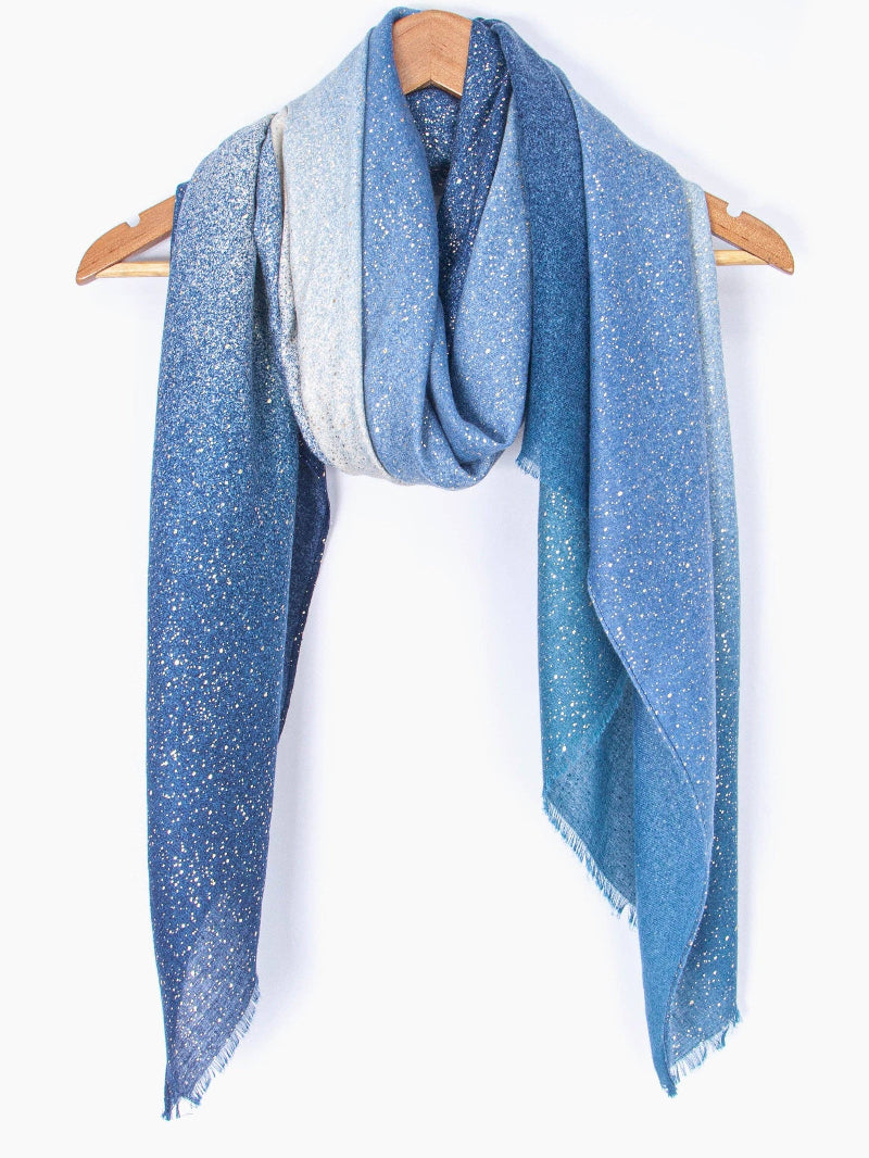 Hattie Lightweight Scarf - Blue, Ombre Foil