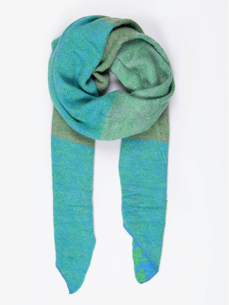 Jana Heavyweight Scarf - Green/Grey, Houndstooth