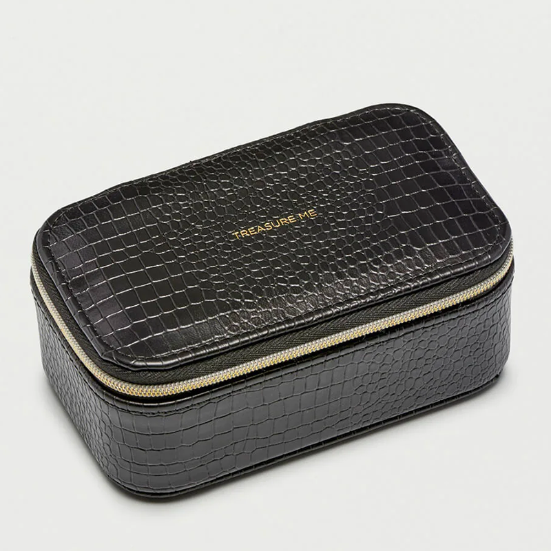 TRAVEL JEWELLERY BOX IN BLACK CROC