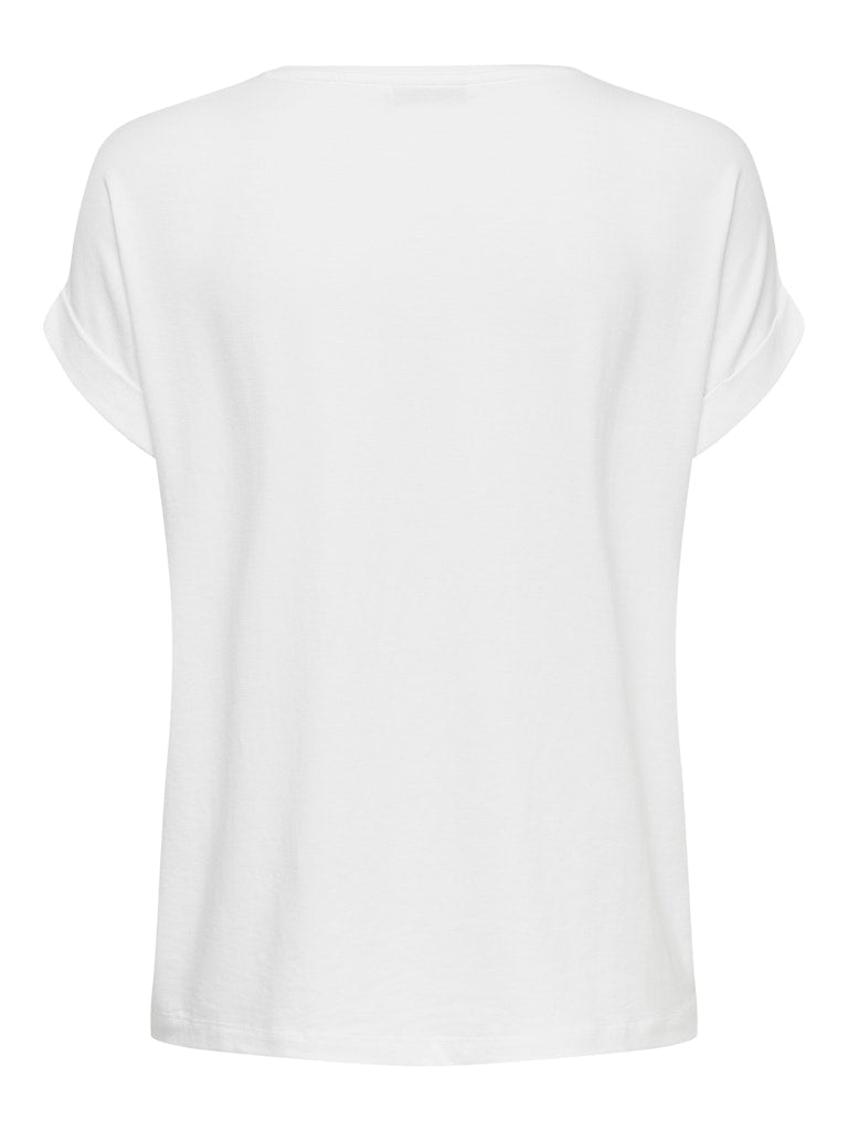 A white short-sleeve t-shirt shown from the back, photographed against a seamless white background.