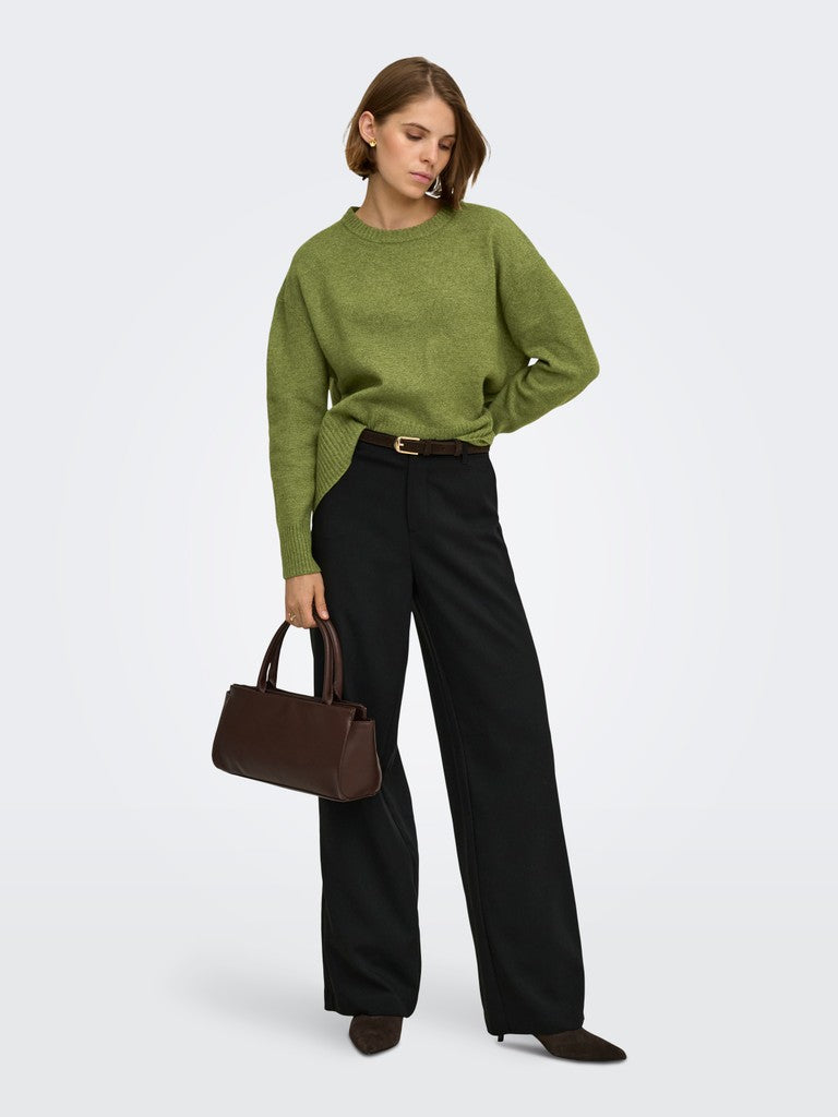Only Lalivia Loose Style Jumper Moss on model wearing black trousers