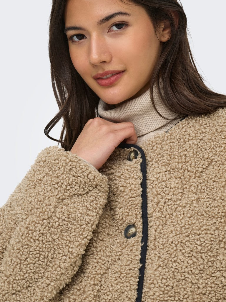 Only Lines Teddy Jacket -Tigers Eye/Black
