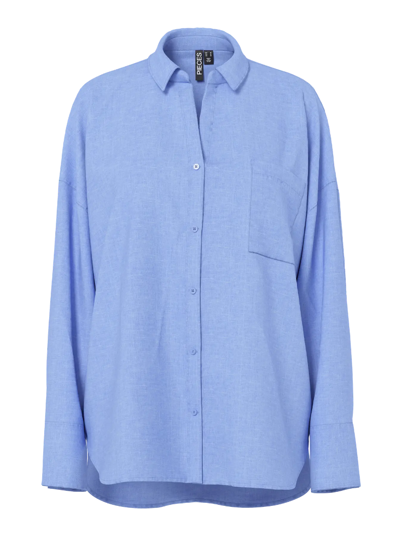 Pieces Matinka Long Sleeve Shirt-Hydrangea
