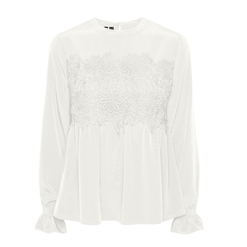 Pieces Fana blouse long sleeves and lace bodice