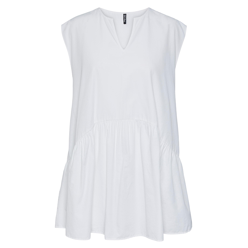 white tunic dress with tiered hem