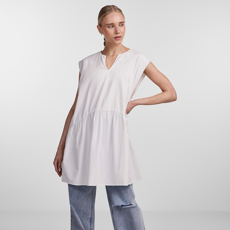 white tunic top loose fit Pieces Musta