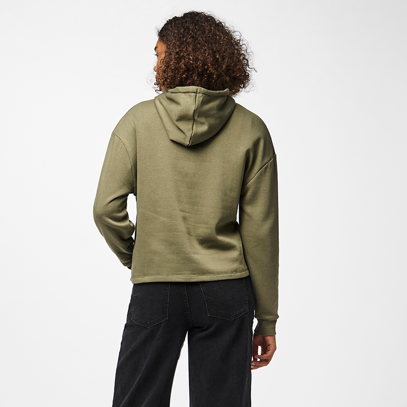 Pieces Chilli Women's Cropped Hoodie Deep Lichen Green back on model