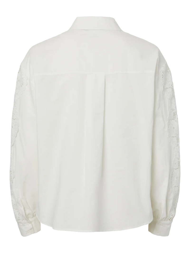 Pieces Betta Shirt ladies shirt with lace cut out sleeve detail