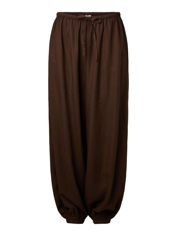 Brown wide-leg pants on a white background