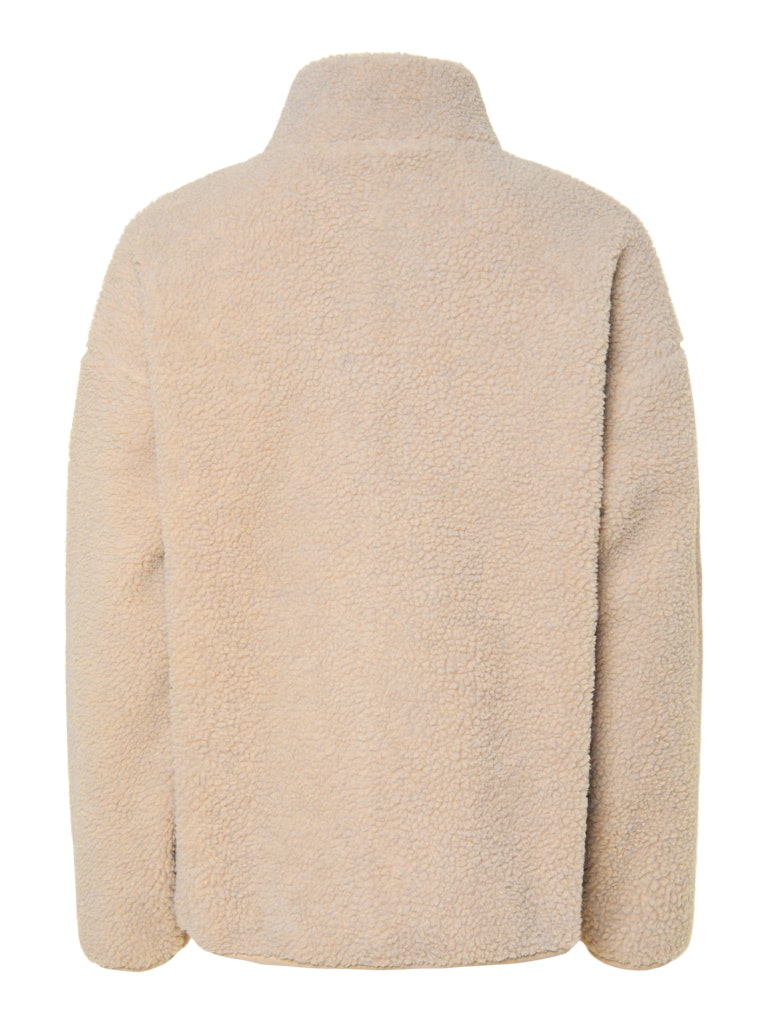 Beige fleece jacket on a white background