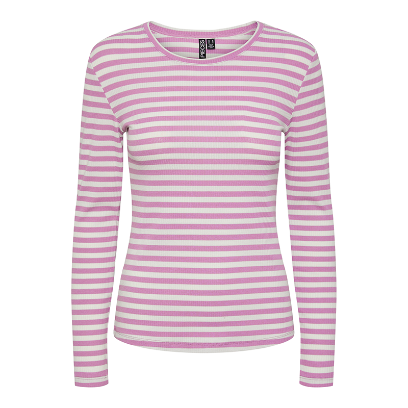 PIECES RUKA LONG SLEEVED  STRIPED T-SHIRT LILAC