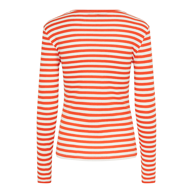 PIECES RUKA STRIPED TOP WITH LONG SLEEVES IN ORANGE