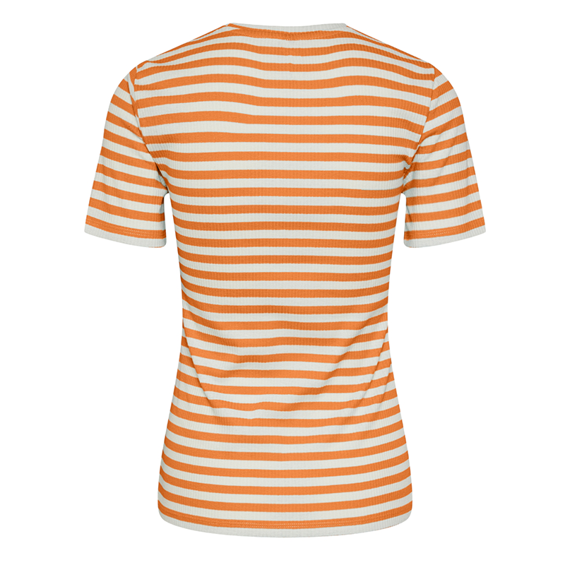 T-SHIRT WITH ORANGE AND CREAM STRIPES