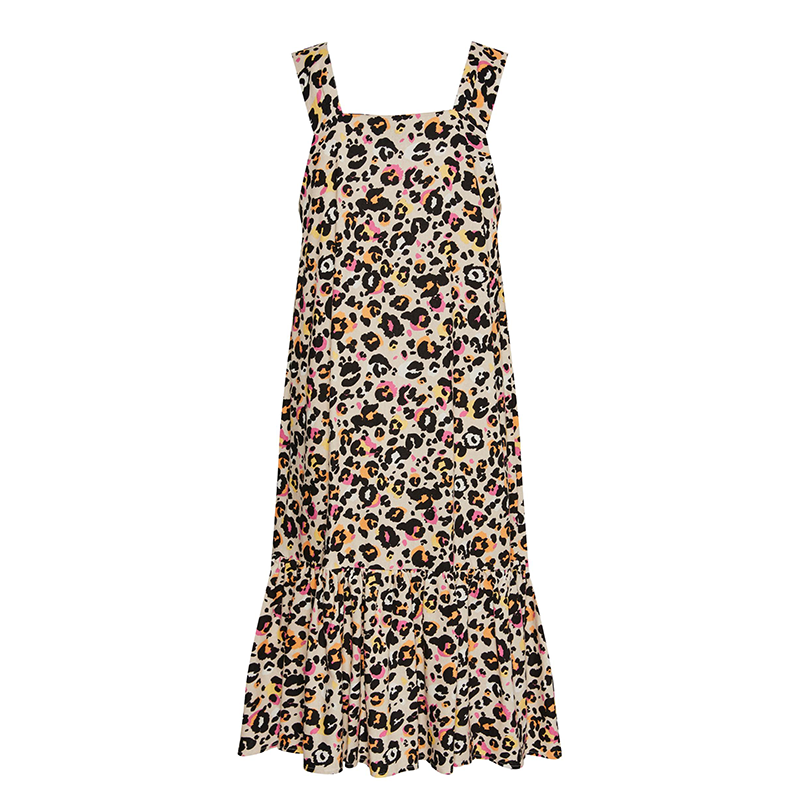 PIECES ARLEM DRESS COLOURFUL LEOPARD PRINT