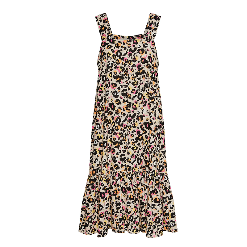 PIECES ARLEM LEOPARD PRINT SUN DRESS