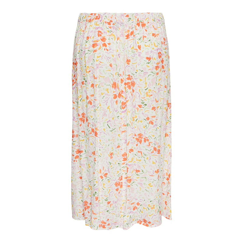 womens summer skirt with floral pattern in orange and yellow tones