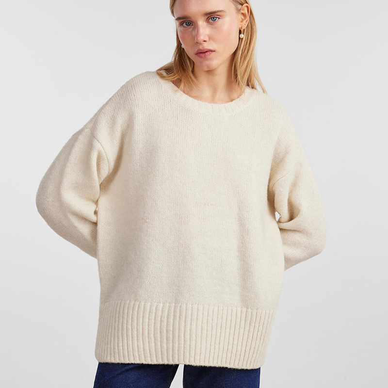 Pieces womens loose fit jumper in cream