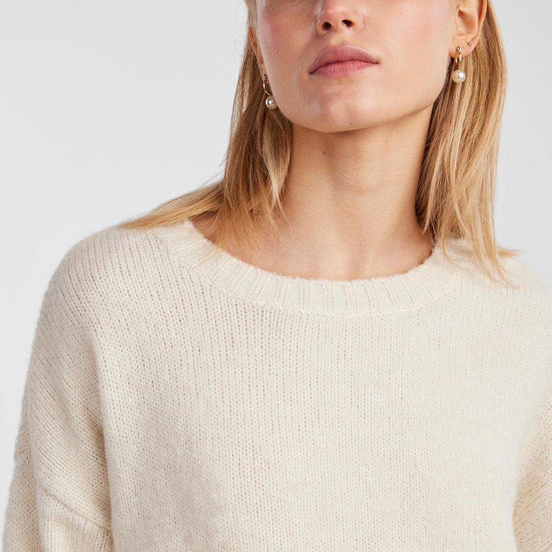 Pieces Nancy loose o-neck jumper cream