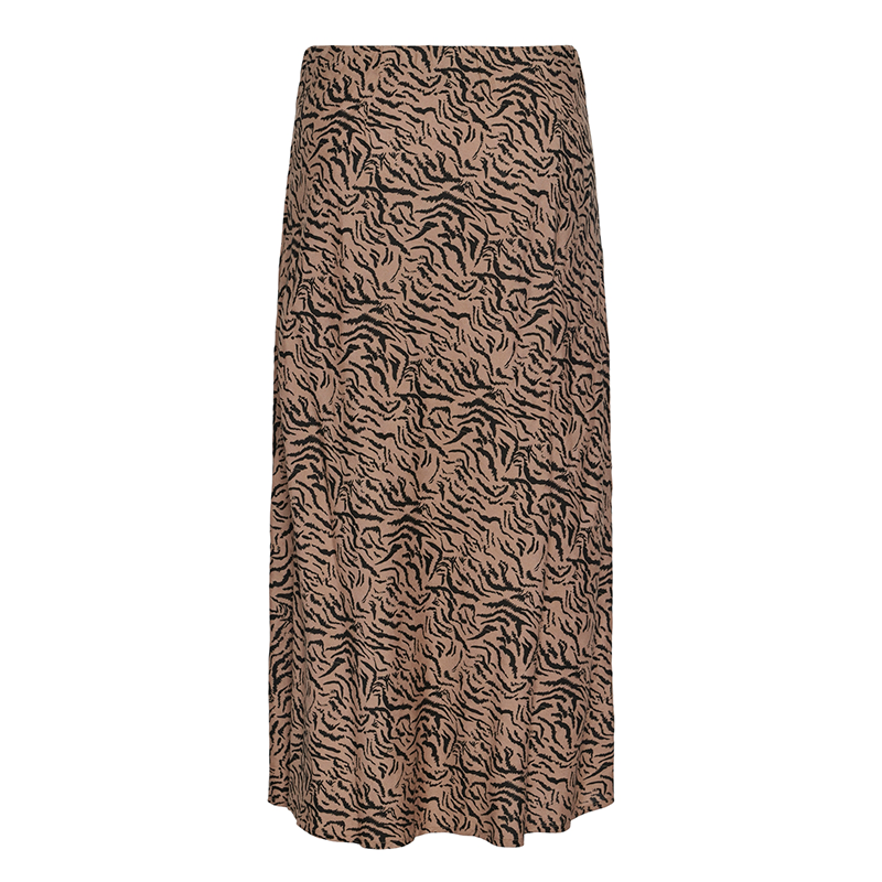 Pieces Nova Long Skirt taupe and black zebra stripe