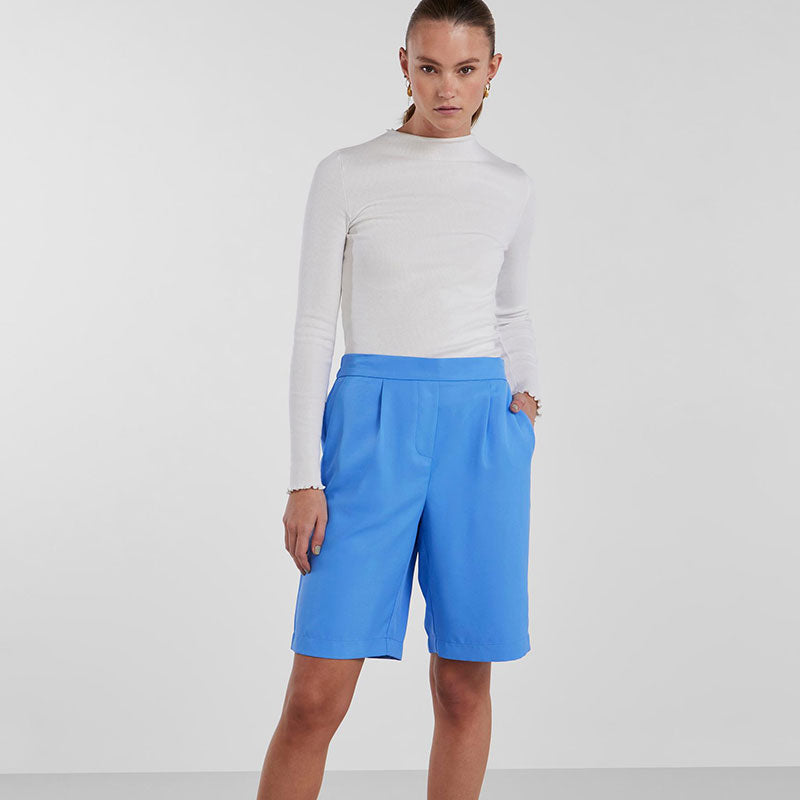 Pieces tailored Tally shorts for women in Marina blue