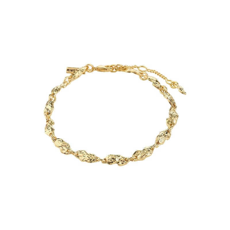 Gold bracelet on a white background