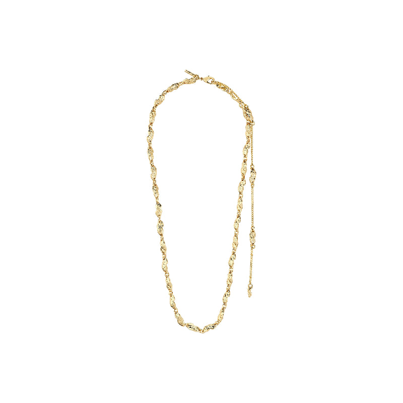 Gold chain necklace on a white background